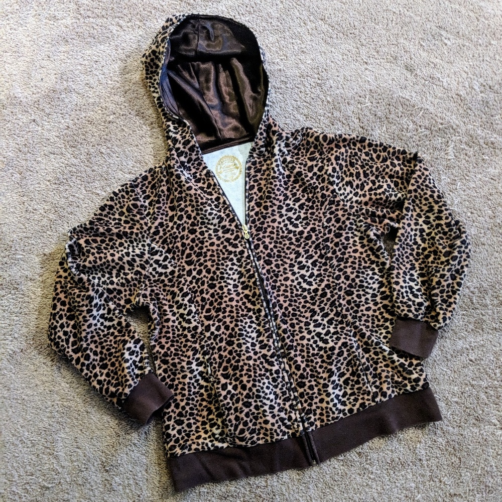 Animal Print Zippered Sweatshirt